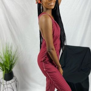 Burgundy pinstripe Jumpsuit